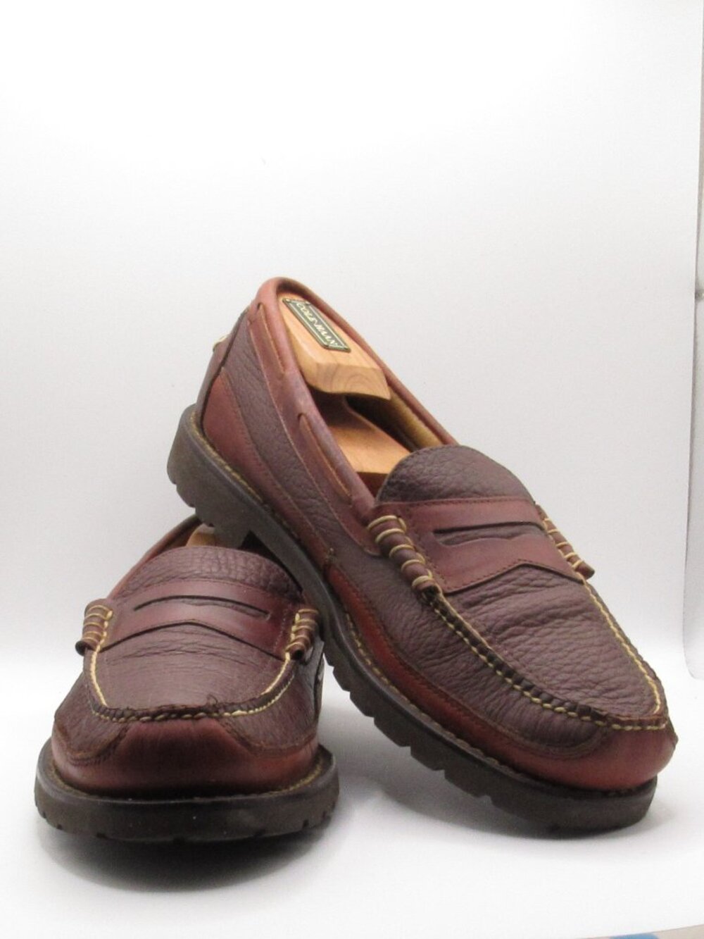 LL Bean Brown Pebbled Leather Penny Loafers Size 10.5 Good Condition